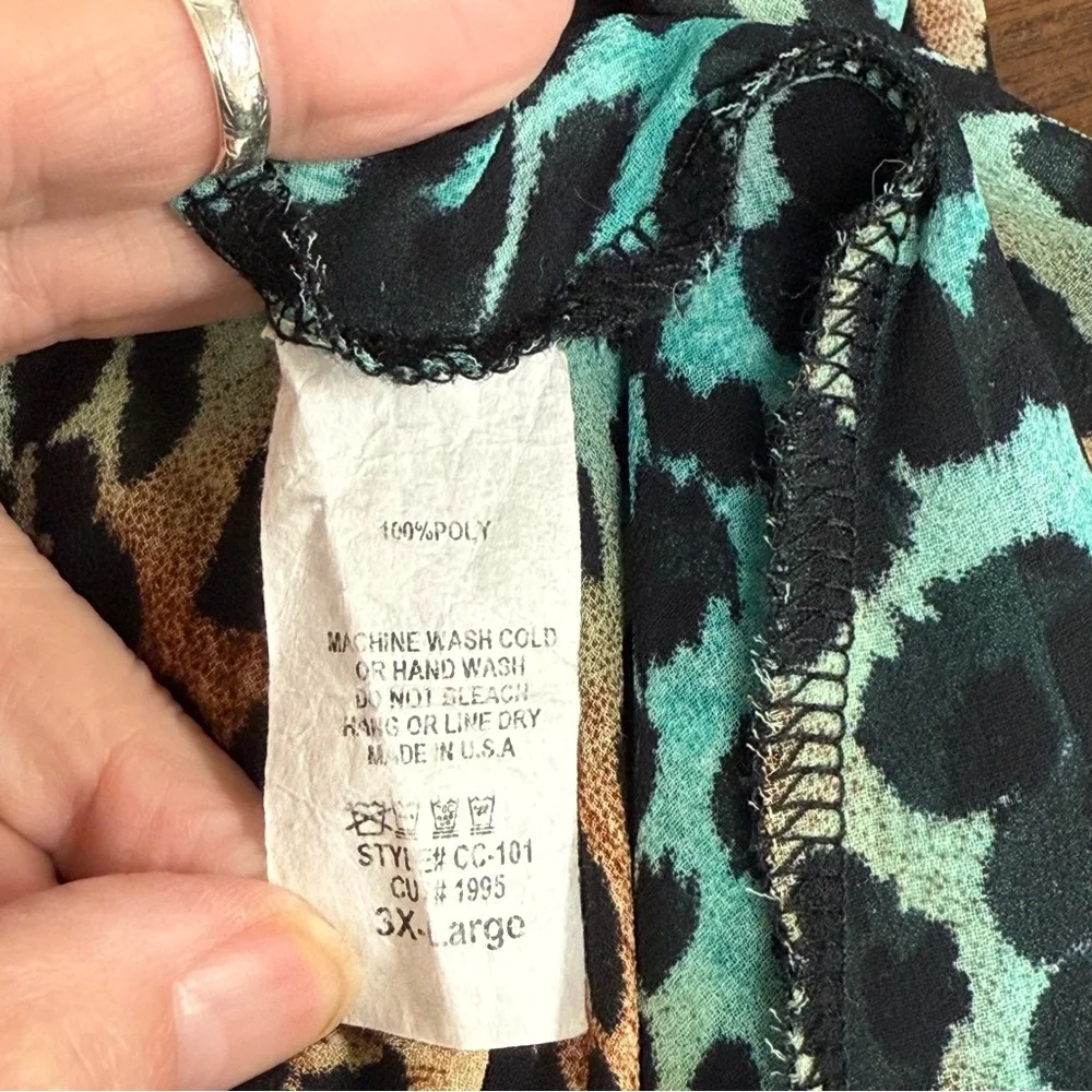 Classy Cowgirl Co XXXL Teal Leopard Print Kimono Cardigan Boho Western Chic - Picture 6 of 7